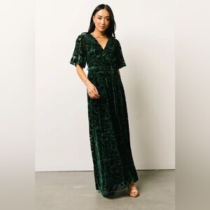 Anthropologie Green Velvet Maxi Dress Size L NWT